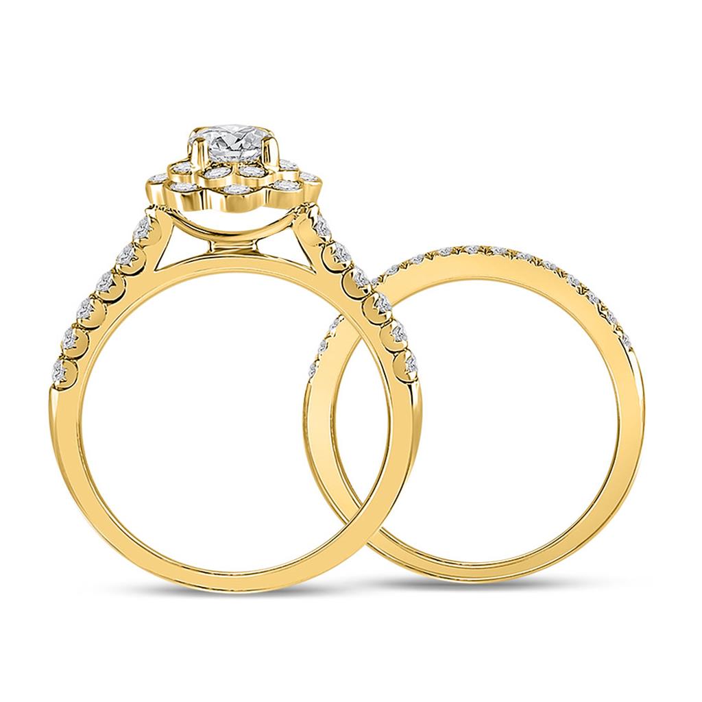 14k Yellow Gold Round Diamond Bridal Wedding Ring Set 1 Cttw (Certified)