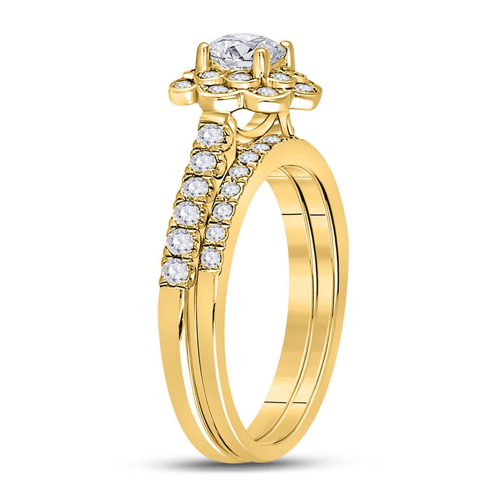 14k Yellow Gold Round Diamond Bridal Wedding Ring Set 1 Cttw (Certified)