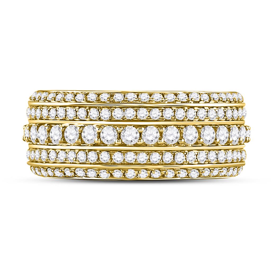 10k Yellow Gold Round Diamond Statement Band Ring 2-1/2 Cttw