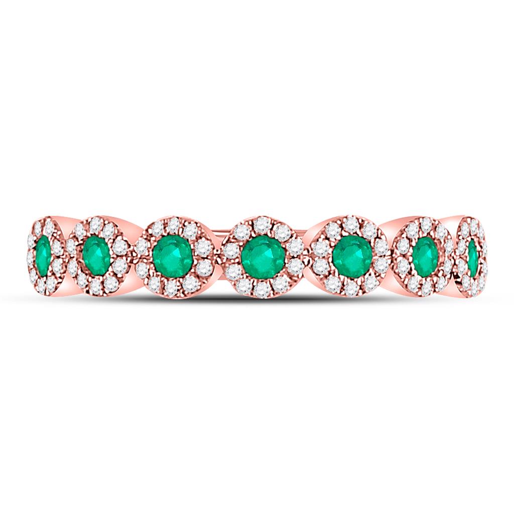 10k Rose Gold Round Emerald Diamond Stackable Band Ring 1/2 Cttw