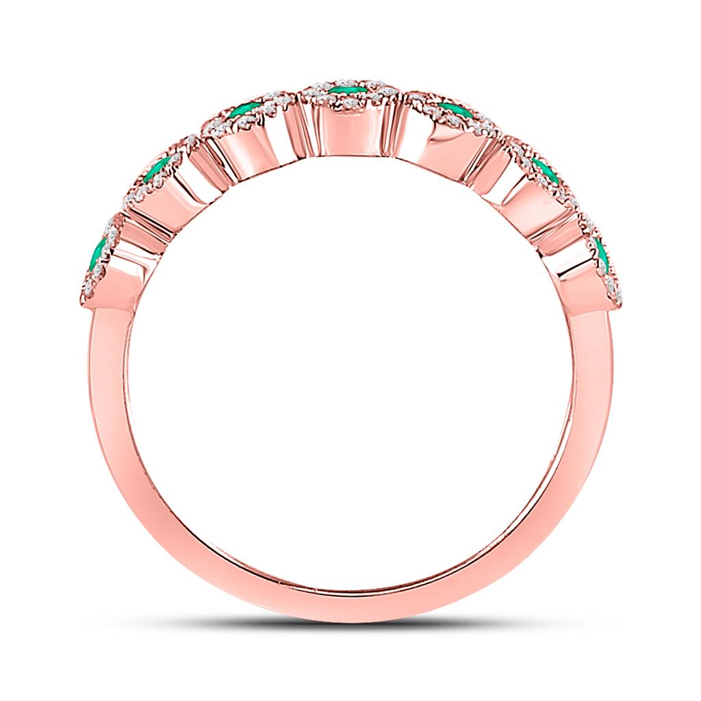 10k Rose Gold Round Emerald Diamond Stackable Band Ring 1/2 Cttw