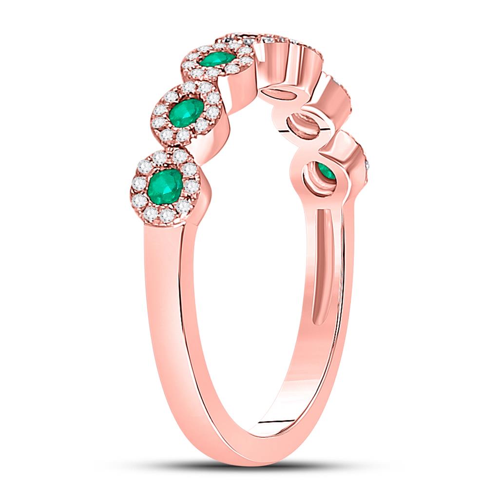 10k Rose Gold Round Emerald Diamond Stackable Band Ring 1/2 Cttw