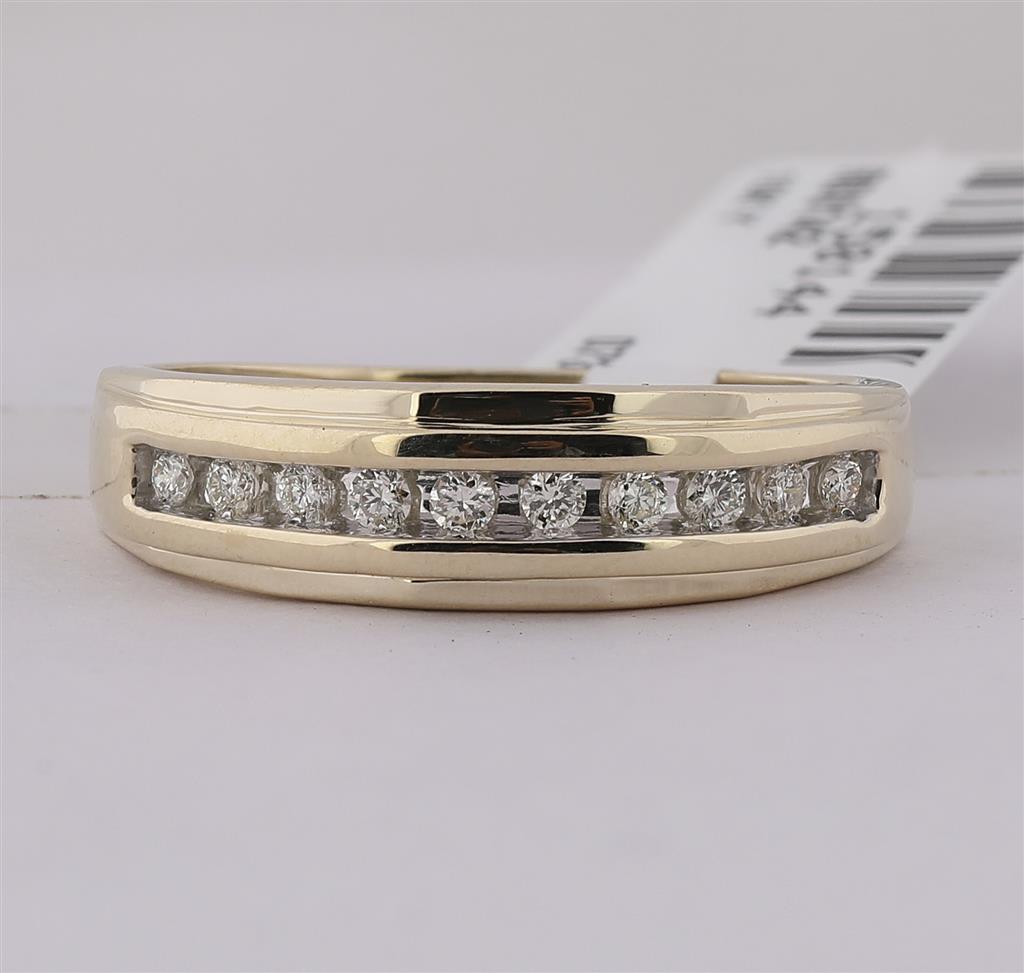 10k Yellow Gold Round Diamond Wedding Channel-Set Band 1/5 Ctw