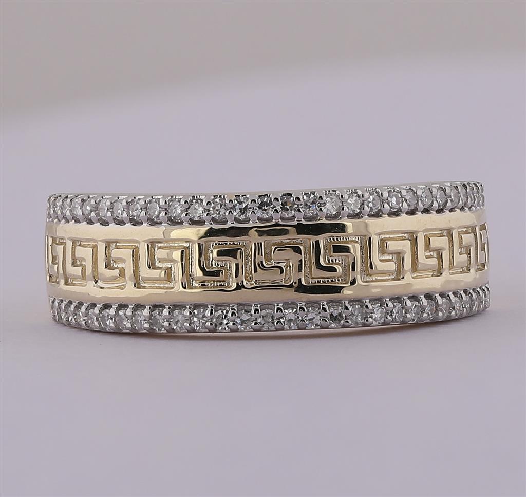 10k Yellow Gold Round Diamond Wedding Patterned Band Ring 1/3 Cttw