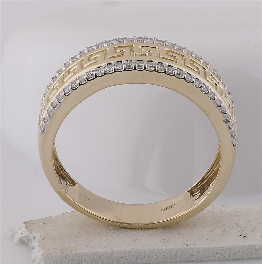 10k Yellow Gold Round Diamond Wedding Patterned Band Ring 1/3 Cttw