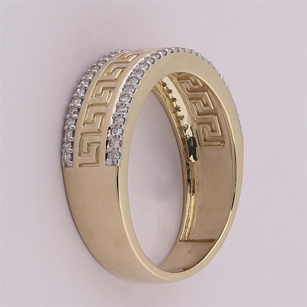 10k Yellow Gold Round Diamond Wedding Patterned Band Ring 1/3 Cttw