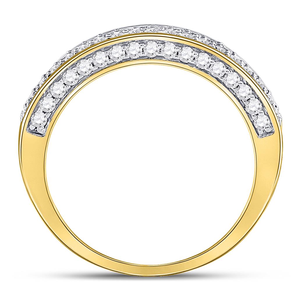 10k Yellow Gold Round Diamond Double Row Band Ring 1-1/5 Cttw