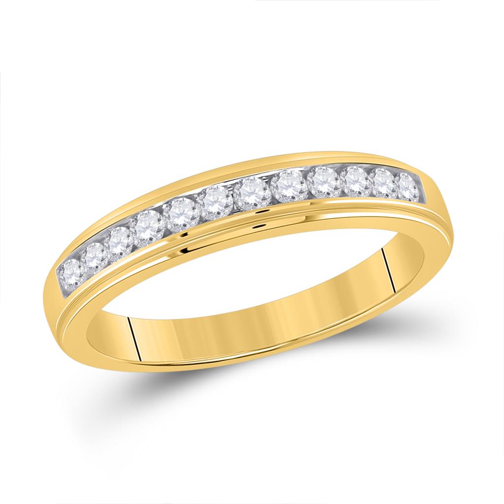 10k Yellow Gold Round Diamond Wedding Band Ring 1/2 Cttw