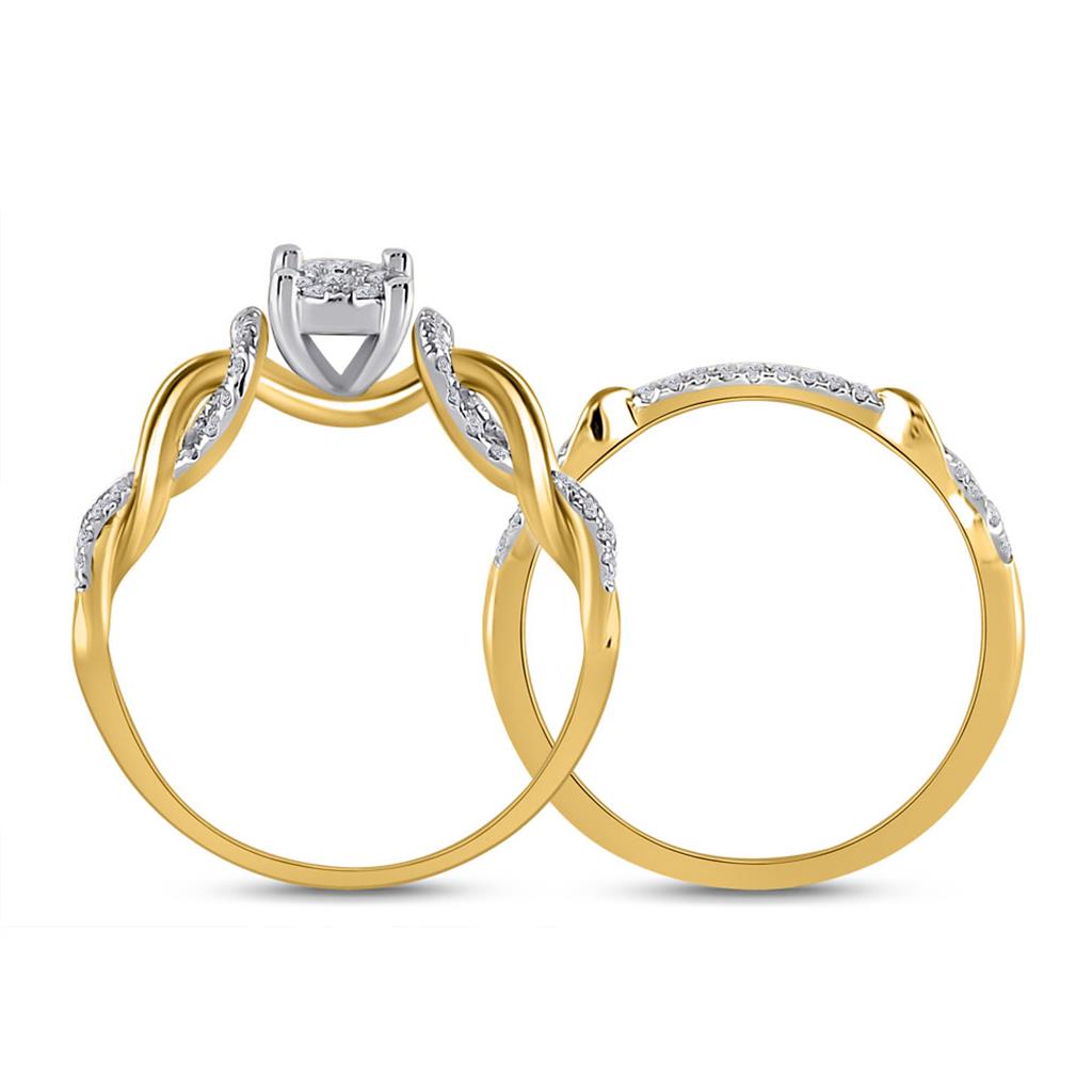 10k Yellow Gold Round Diamond Bridal Wedding Ring Set 1/2 Cttw