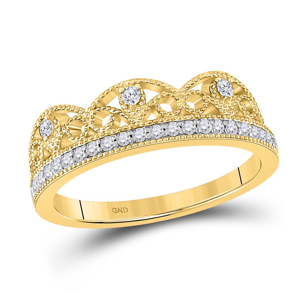 10k Yellow Gold Round Diamond Band Ring 1/5 Cttw