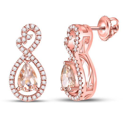 10k Rose Gold Pear Morganite Fashion Earrings 1 Cttw