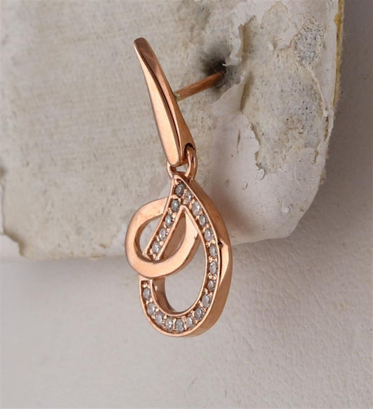 14k Rose Gold Round Diamond Teardrop Dangle Earrings 1/5 Cttw