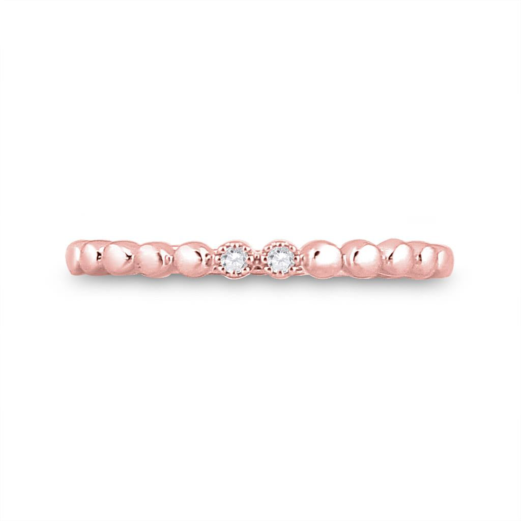 10k Rose Gold Round Diamond 2-Stone Stackable Band Ring .03 Cttw