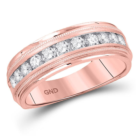 10k Rose Gold Round Diamond Wedding Single Row Band Ring 1/4 Cttw