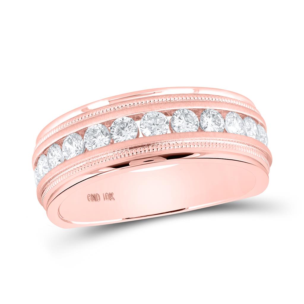 10k Rose Gold Round Diamond Wedding Single Row Band Ring 1 Cttw