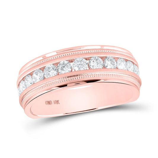 10k Rose Gold Round Diamond Wedding Single Row Band Ring 1 Cttw