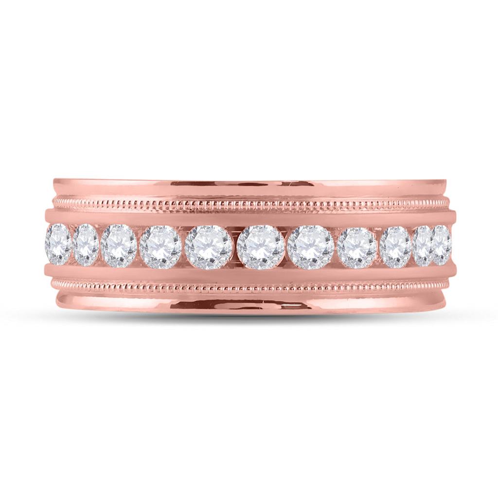 10k Rose Gold Round Diamond Wedding Single Row Band Ring 1 Cttw