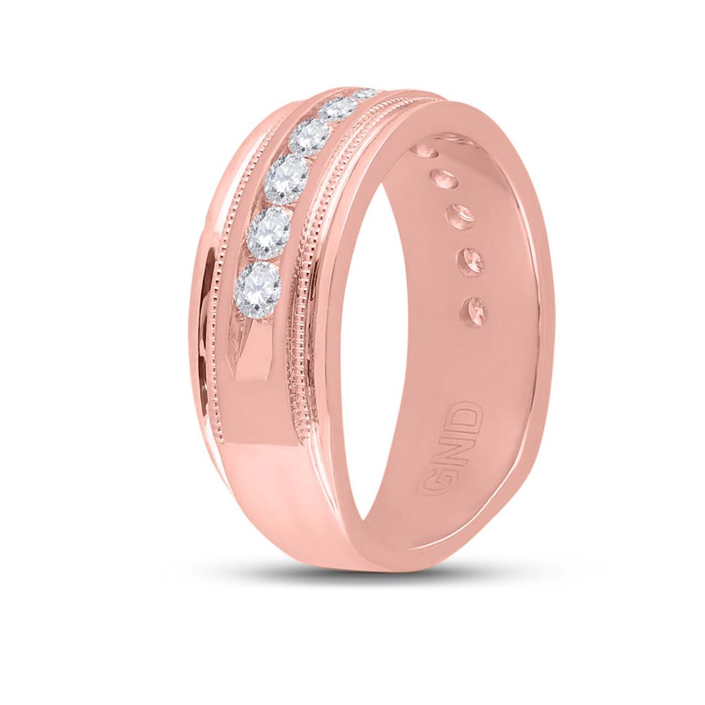 10k Rose Gold Round Diamond Wedding Single Row Band Ring 1 Cttw