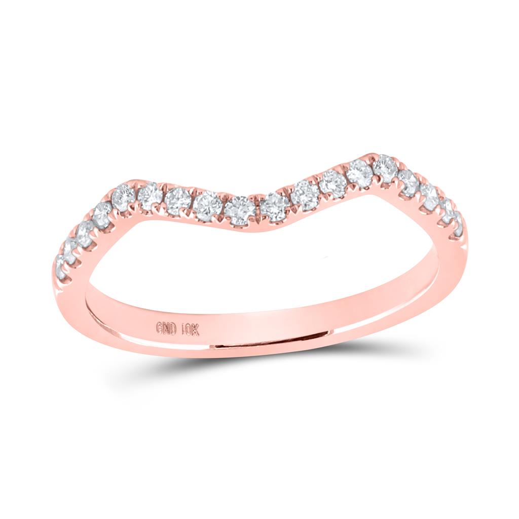 10k Rose Gold Round Diamond Wedding Curved Enhancer Band 1/5 Cttw