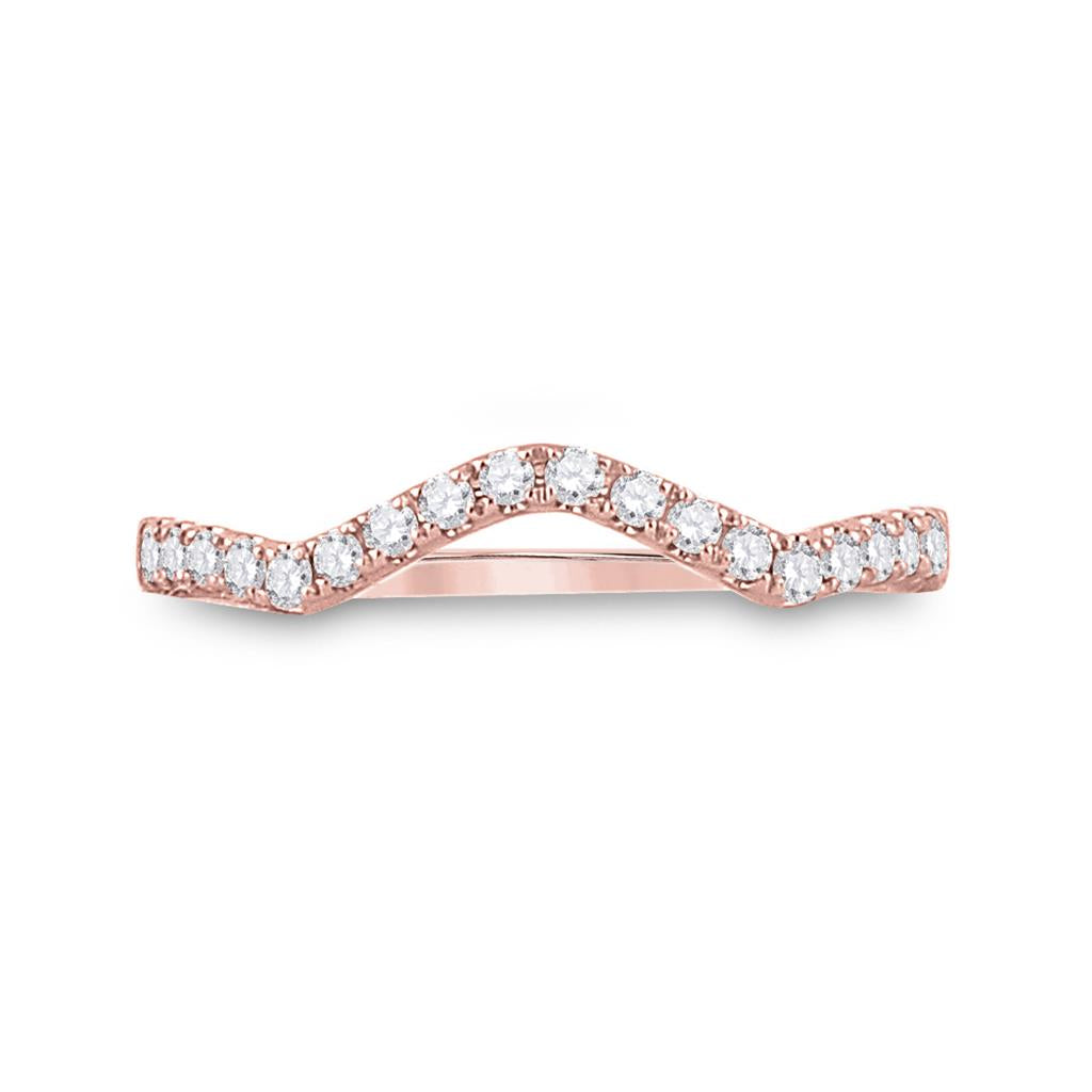 10k Rose Gold Round Diamond Wedding Curved Enhancer Band 1/5 Cttw