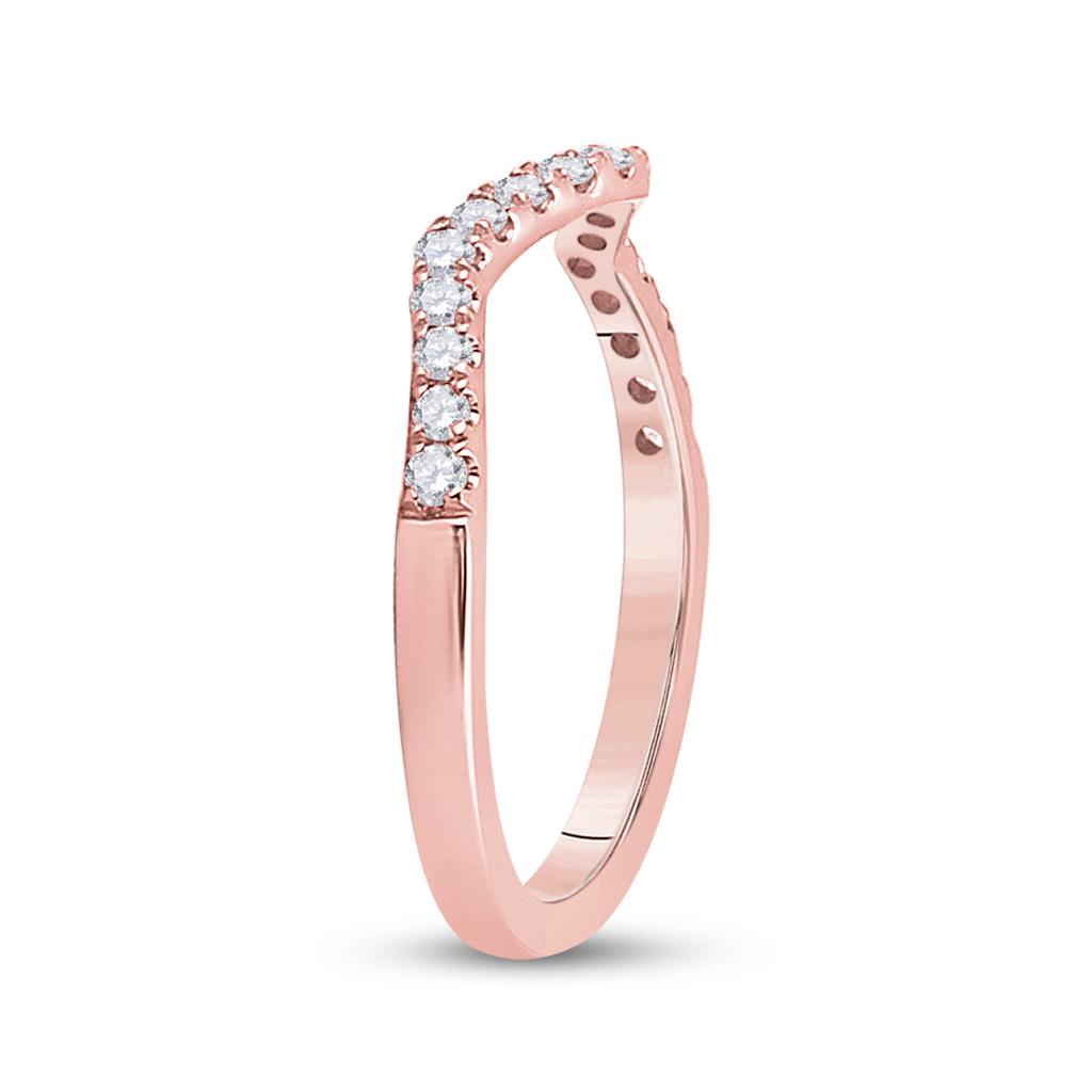 10k Rose Gold Round Diamond Wedding Curved Enhancer Band 1/5 Cttw