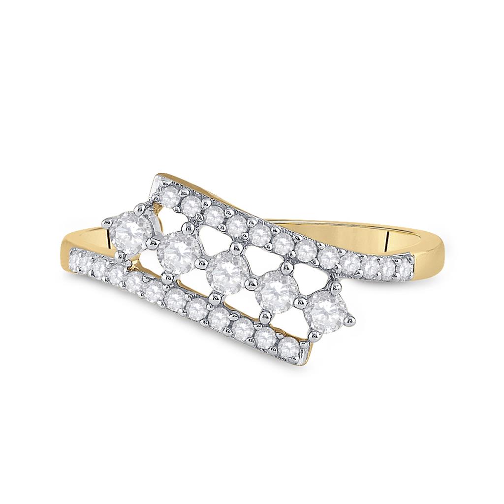 10k Yellow Gold Round Diamond Bypass Fashion Ring 1/3 Cttw