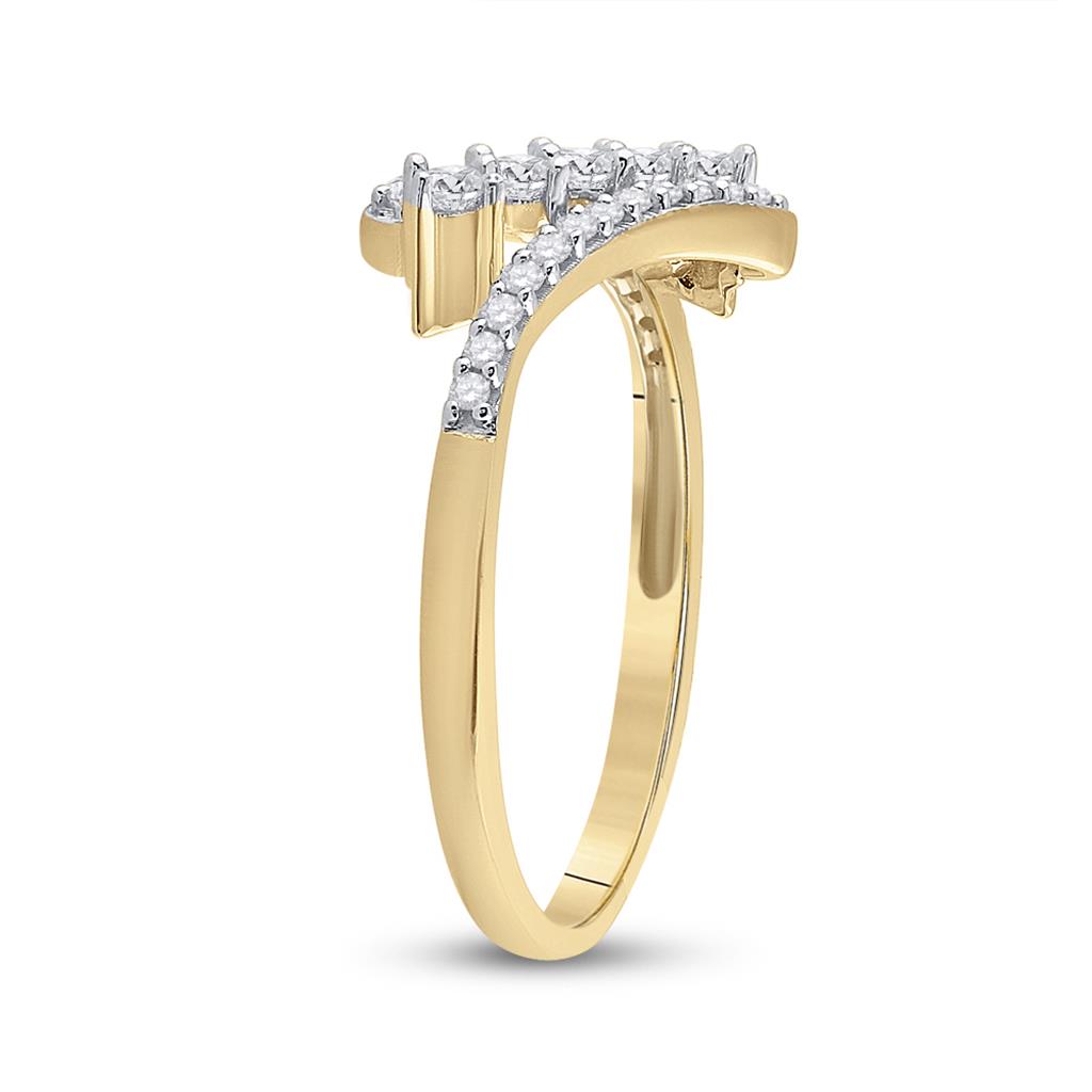 10k Yellow Gold Round Diamond Bypass Fashion Ring 1/3 Cttw