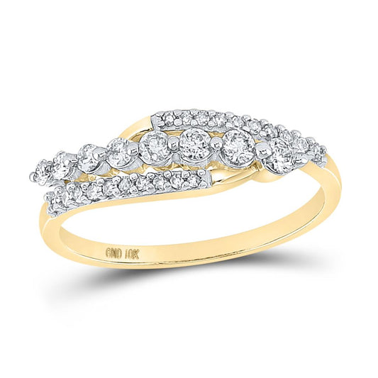 10k Yellow Gold Round Diamond Band Ring 1/3 Cttw