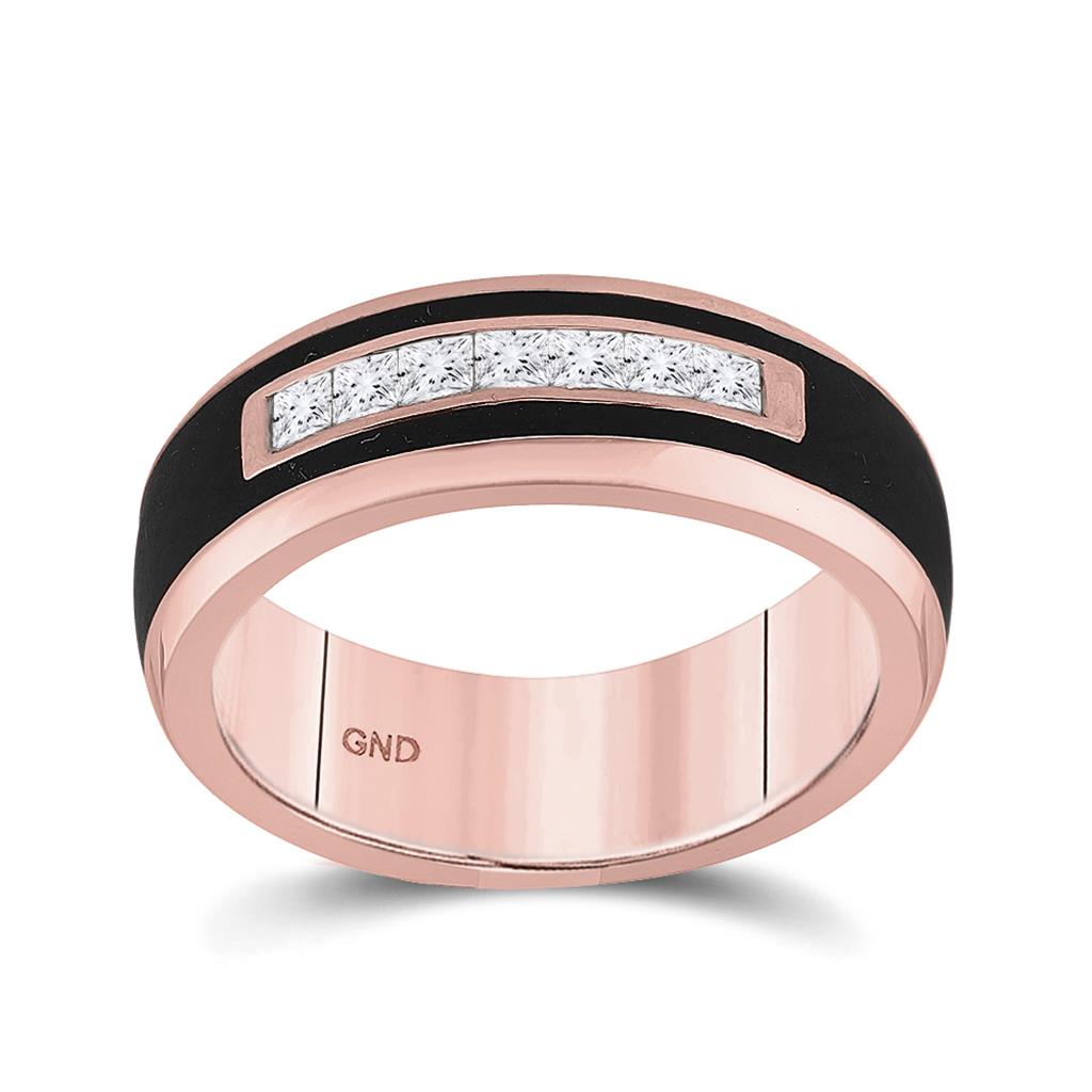 14k Rose Gold Princess Diamond Band Ring 1/2 Cttw