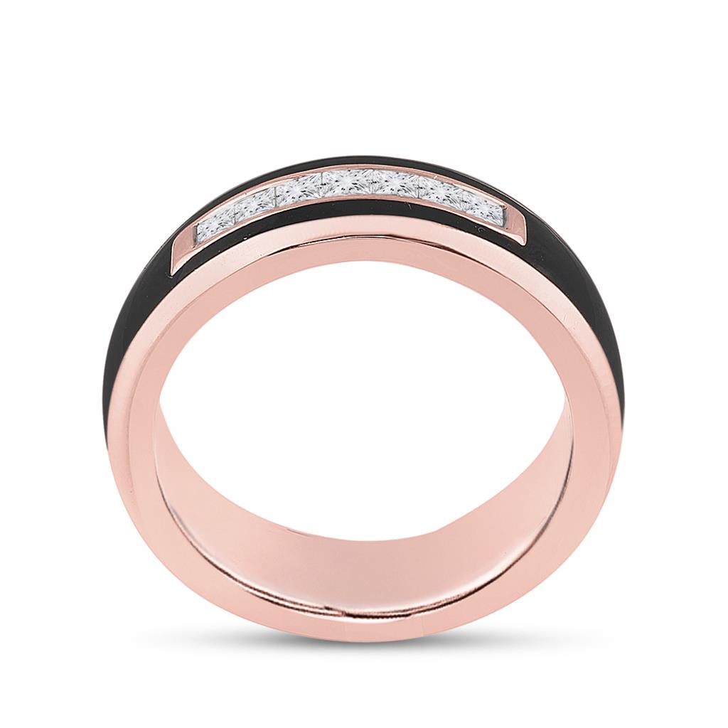 14k Rose Gold Princess Diamond Band Ring 1/2 Cttw