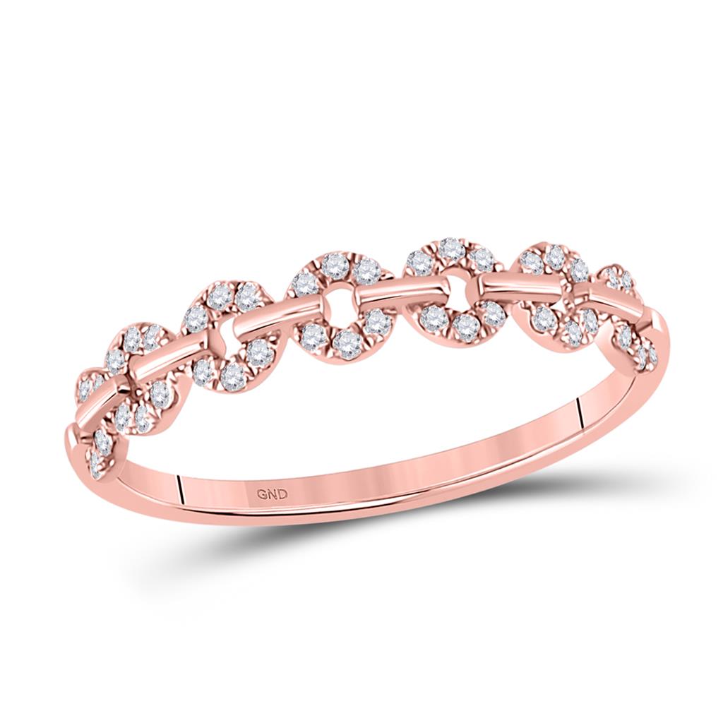 14k Rose Gold Round Diamond Stackable Band Ring 1/6 Cttw