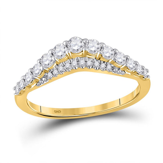 10k Yellow Gold Round Diamond Curved Band Ring 1/2 Cttw