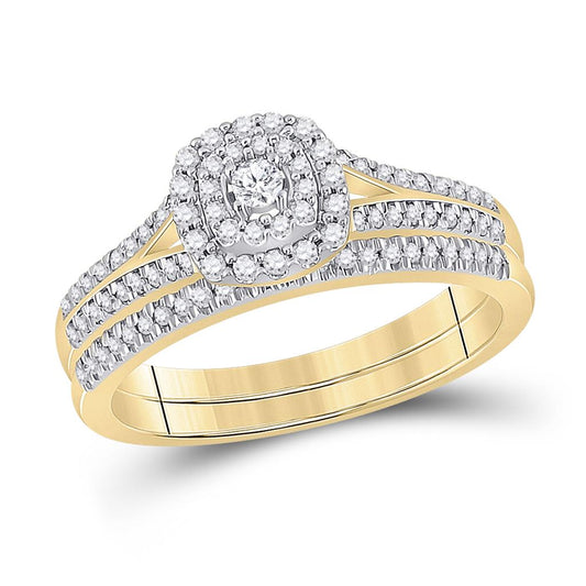 10k Yellow Gold Round Diamond Bridal Wedding Ring Set 1/3 Cttw