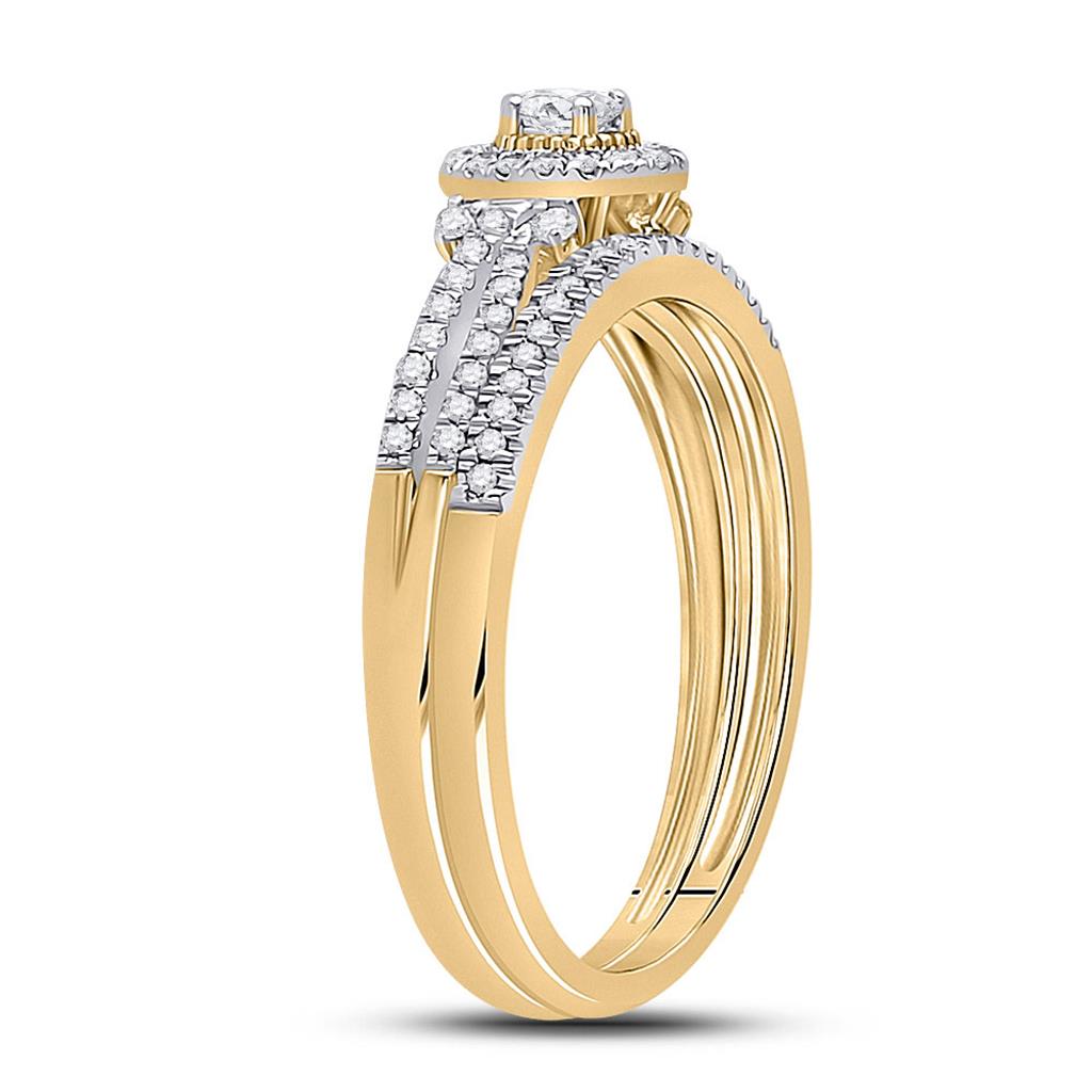 10k Yellow Gold Round Diamond Bridal Wedding Ring Set 1/3 Cttw