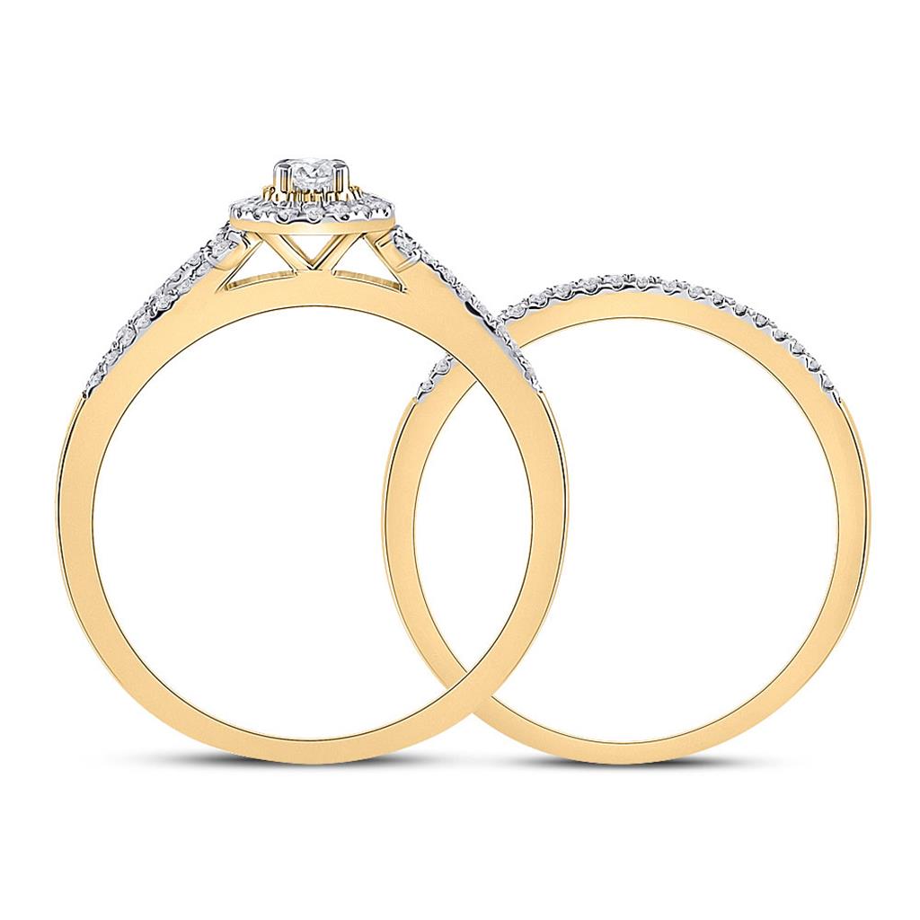 10k Yellow Gold Round Diamond Bridal Wedding Ring Set 1/3 Cttw