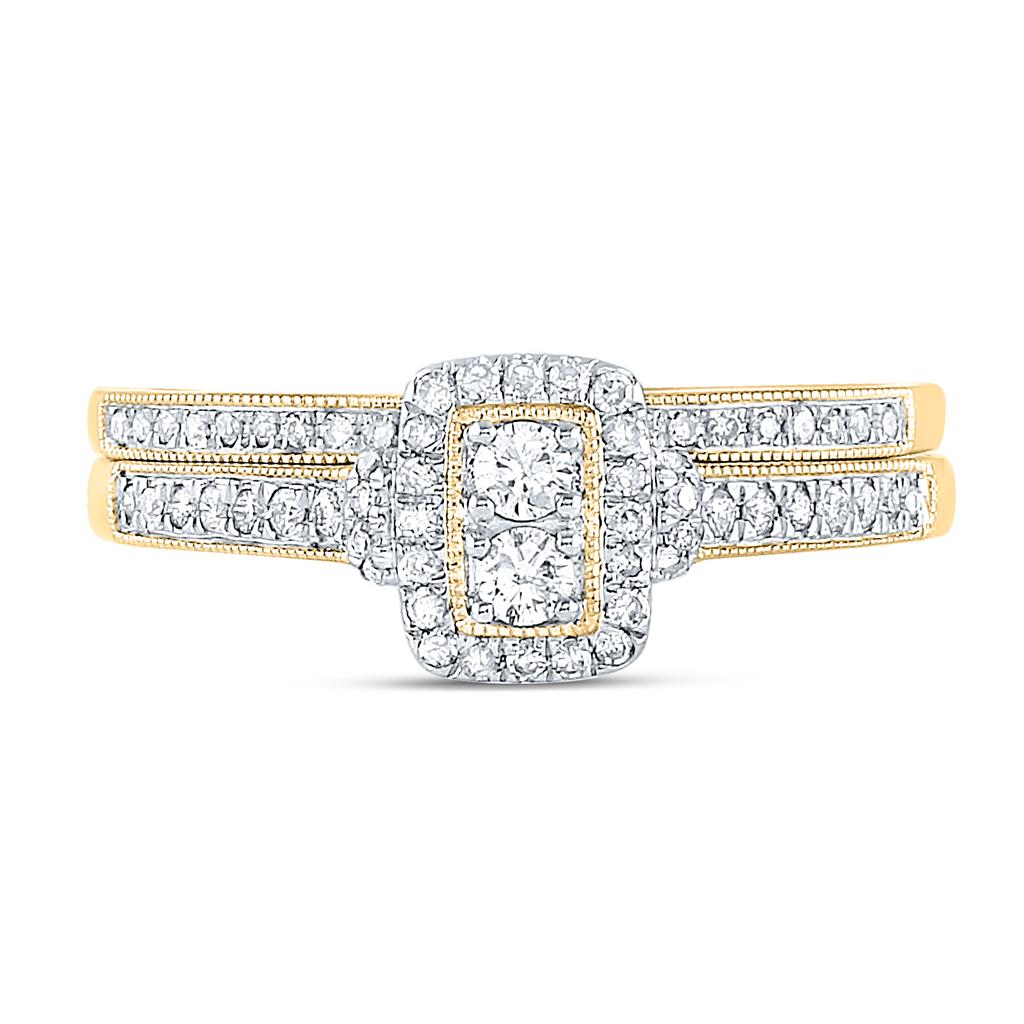 10k Yellow Gold Round Diamond Bridal Wedding Ring Set 1/3 Cttw