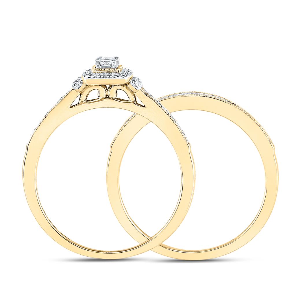 10k Yellow Gold Round Diamond Bridal Wedding Ring Set 1/3 Cttw