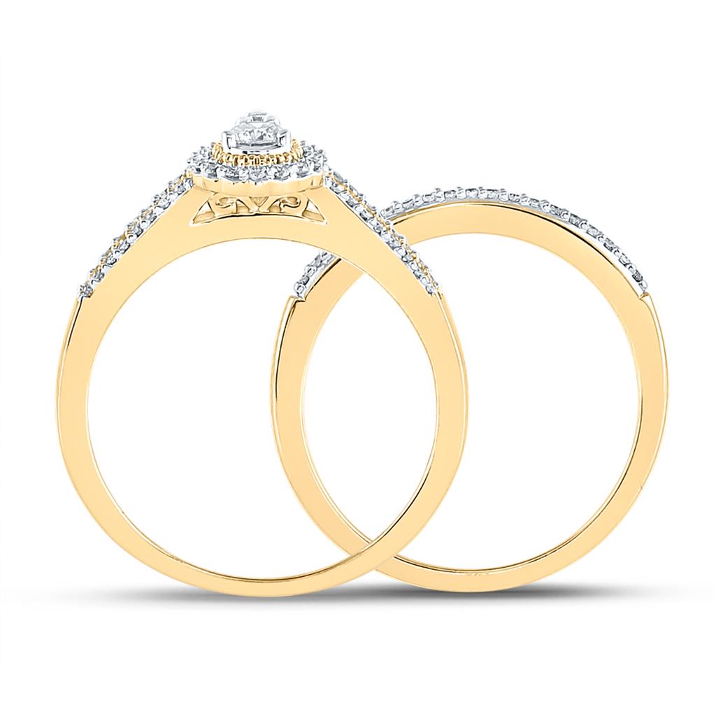 10k Yellow Gold Round Diamond Bridal Wedding Ring Set 1/3 Cttw