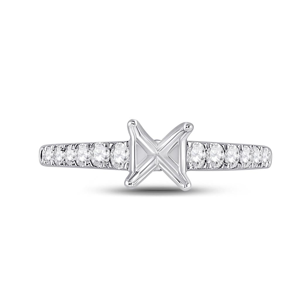 18k White Gold Round Diamond 1 Ct Rd Center Bridal Semi-Mount Ring 5/8 Ctw