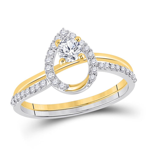 10k Two-tone Gold Round Diamond Bridal Wedding Ring Set 1/2 Cttw (Certified)