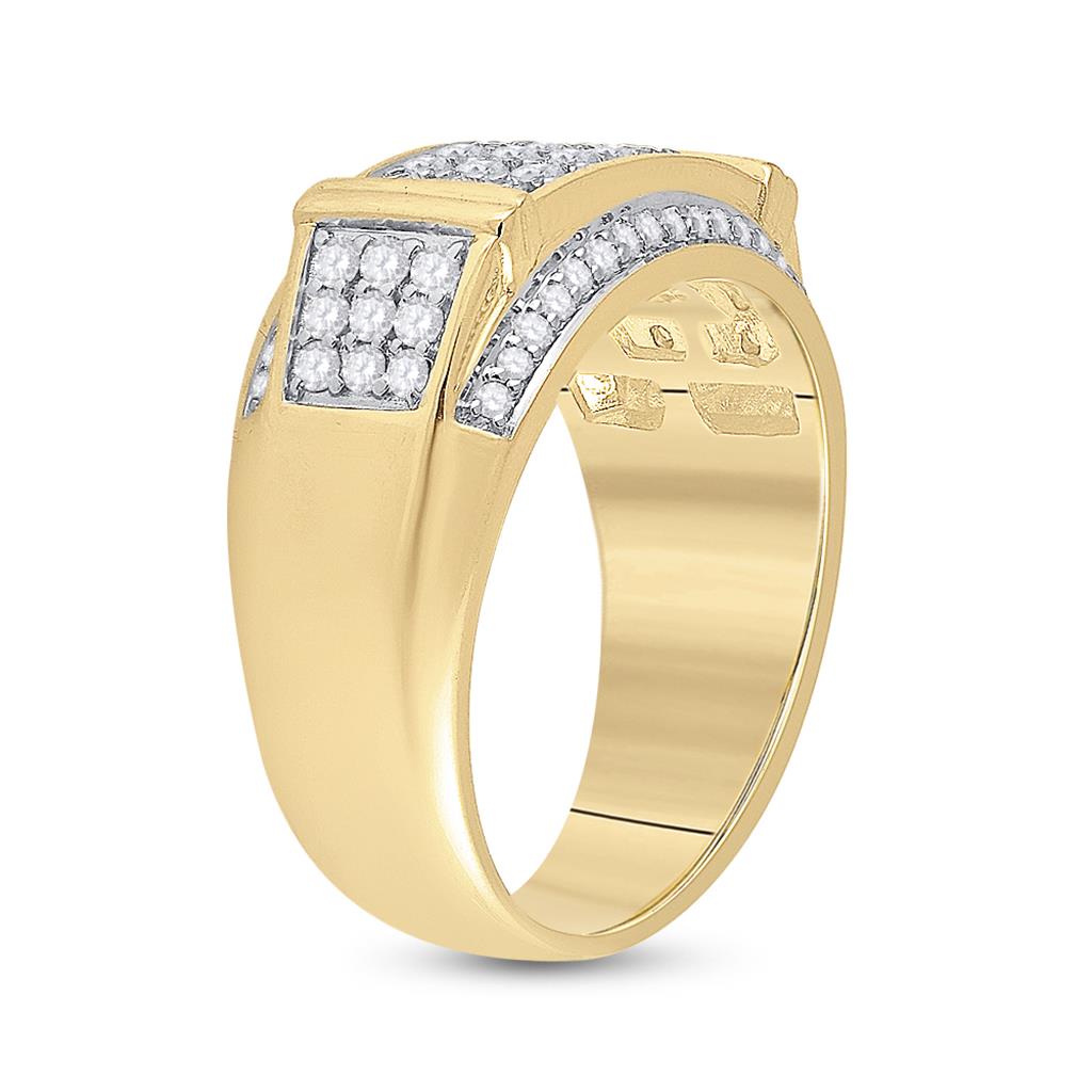 10k Yellow Gold Round Diamond Rectangle Band Ring 1 Cttw