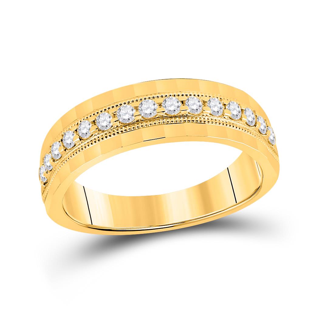 10k Yellow Gold Round Diamond Wedding Single Row Band Ring 1/2 Cttw