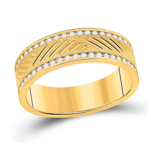 10k Yellow Gold Round Diamond Wedding Machine Set Band 1/2 Ctw