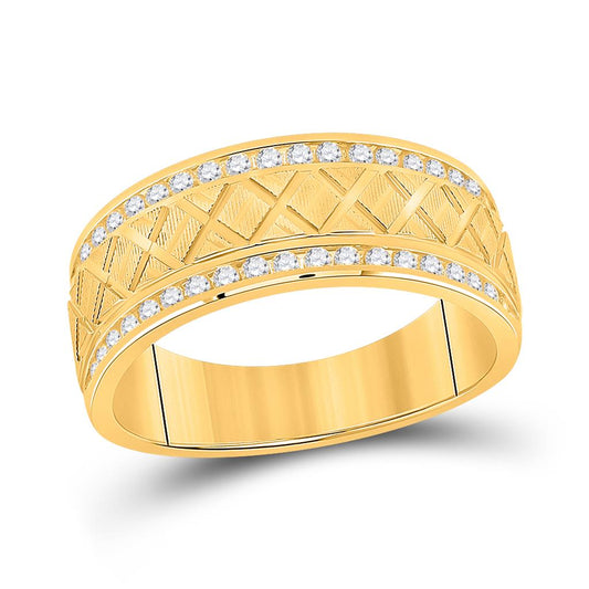 10k Yellow Gold Round Diamond Wedding Machine Set Band 1/2 Ctw