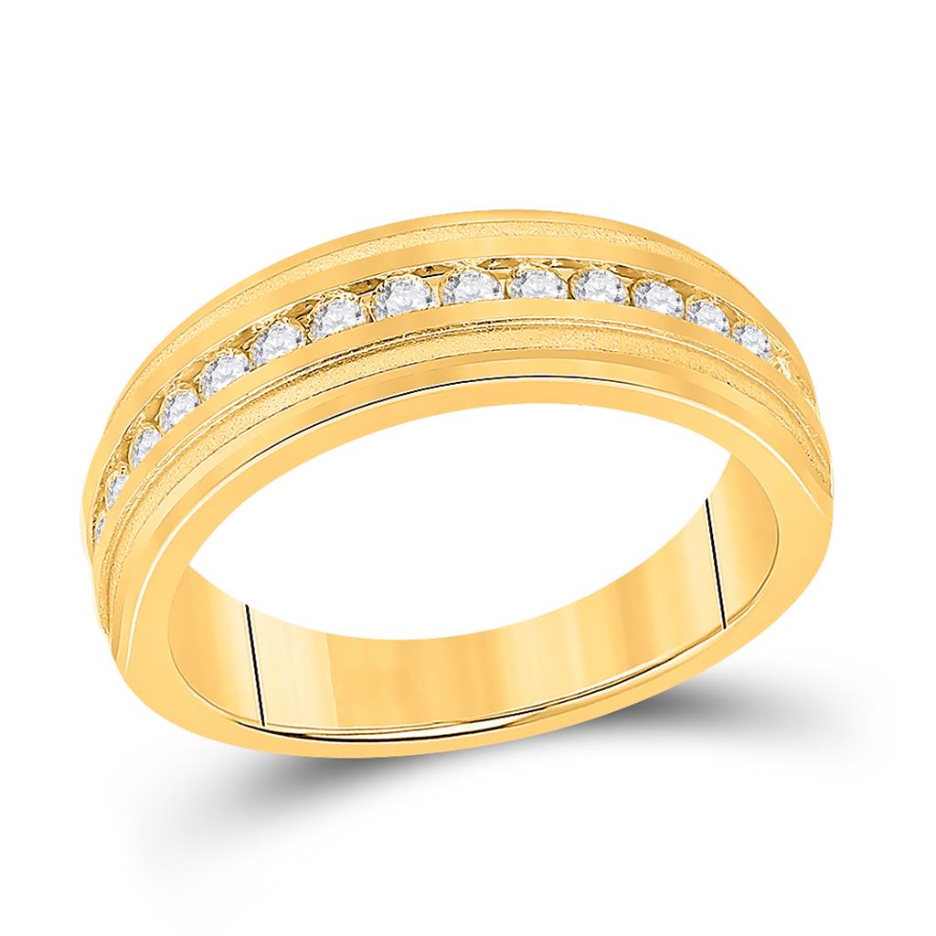 10k Yellow Gold Round Diamond Wedding Single Row Band Ring 1/2 Cttw