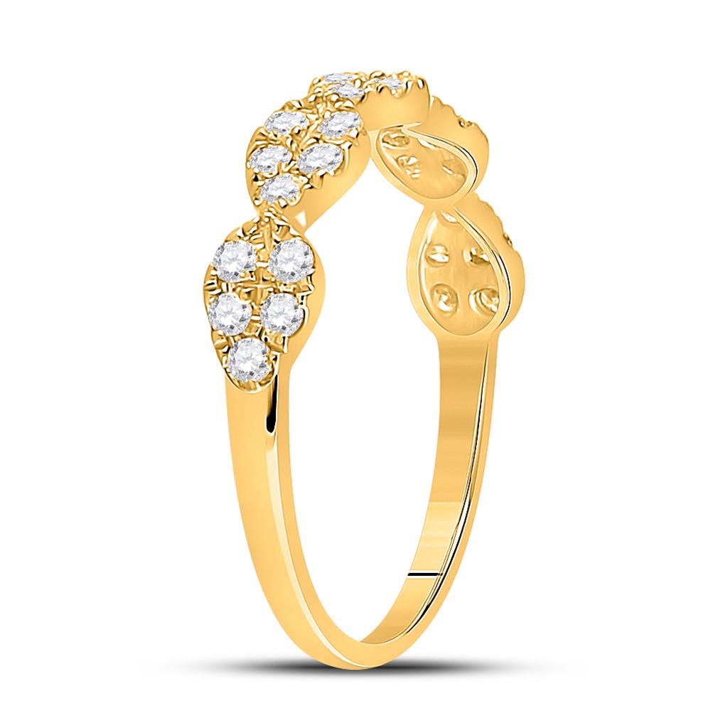 10k Yellow Gold Round Diamond Teardrop Stackable Band Ring 1/3 Ctw