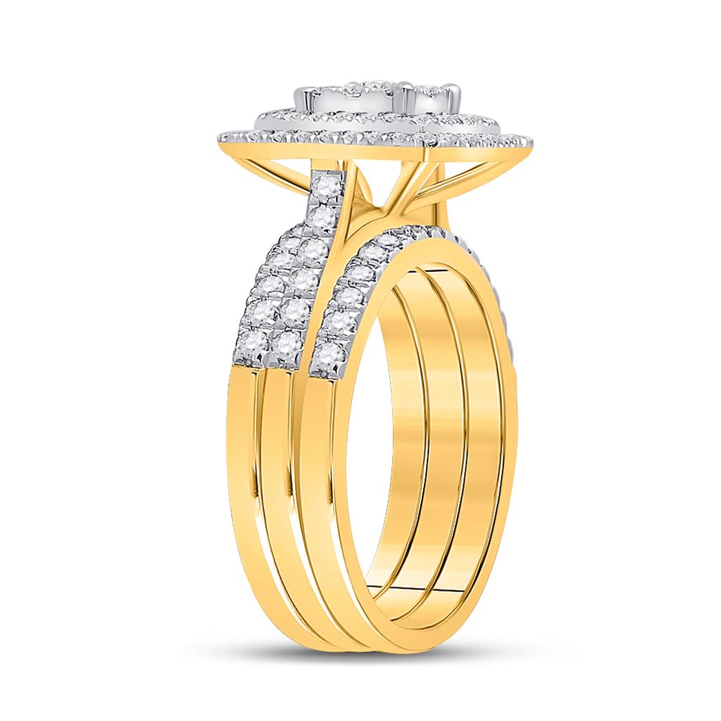 10k Yellow Gold Round Diamond Bridal Wedding Ring Set 1 Cttw