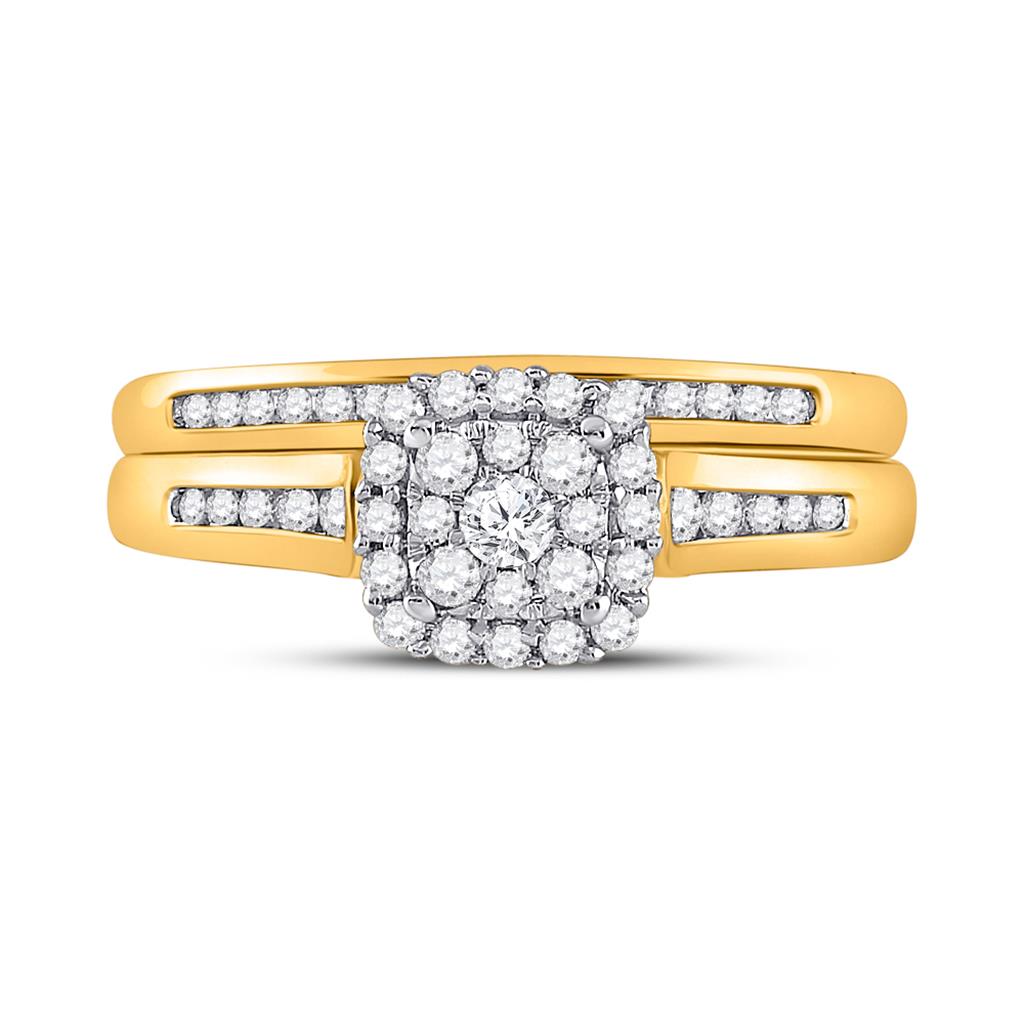 10k Yellow Gold Round Diamond Bridal Wedding Ring Set 1/2 Cttw