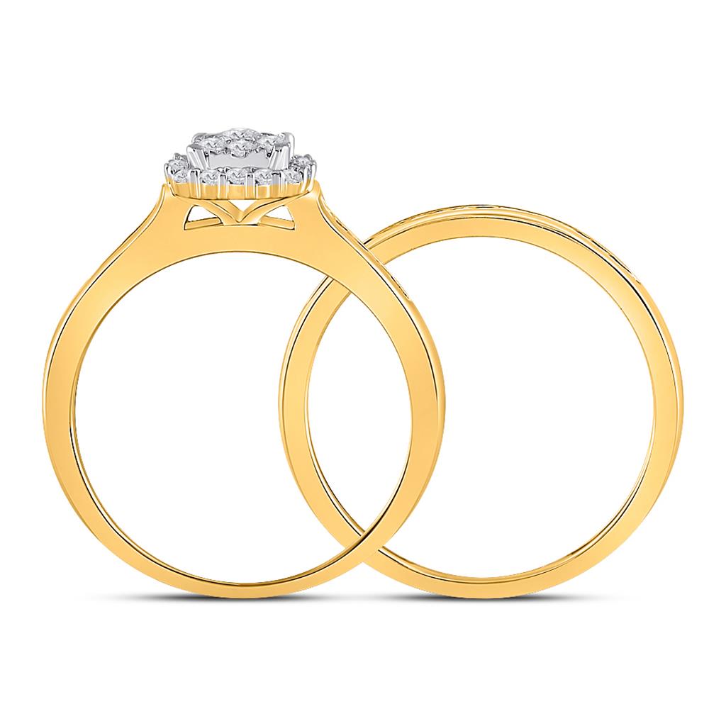 10k Yellow Gold Round Diamond Bridal Wedding Ring Set 1/2 Cttw