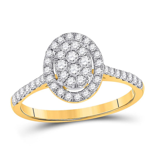 10k Yellow Gold Round Diamond Cluster Bridal Engagement Ring 1/2 Ctw